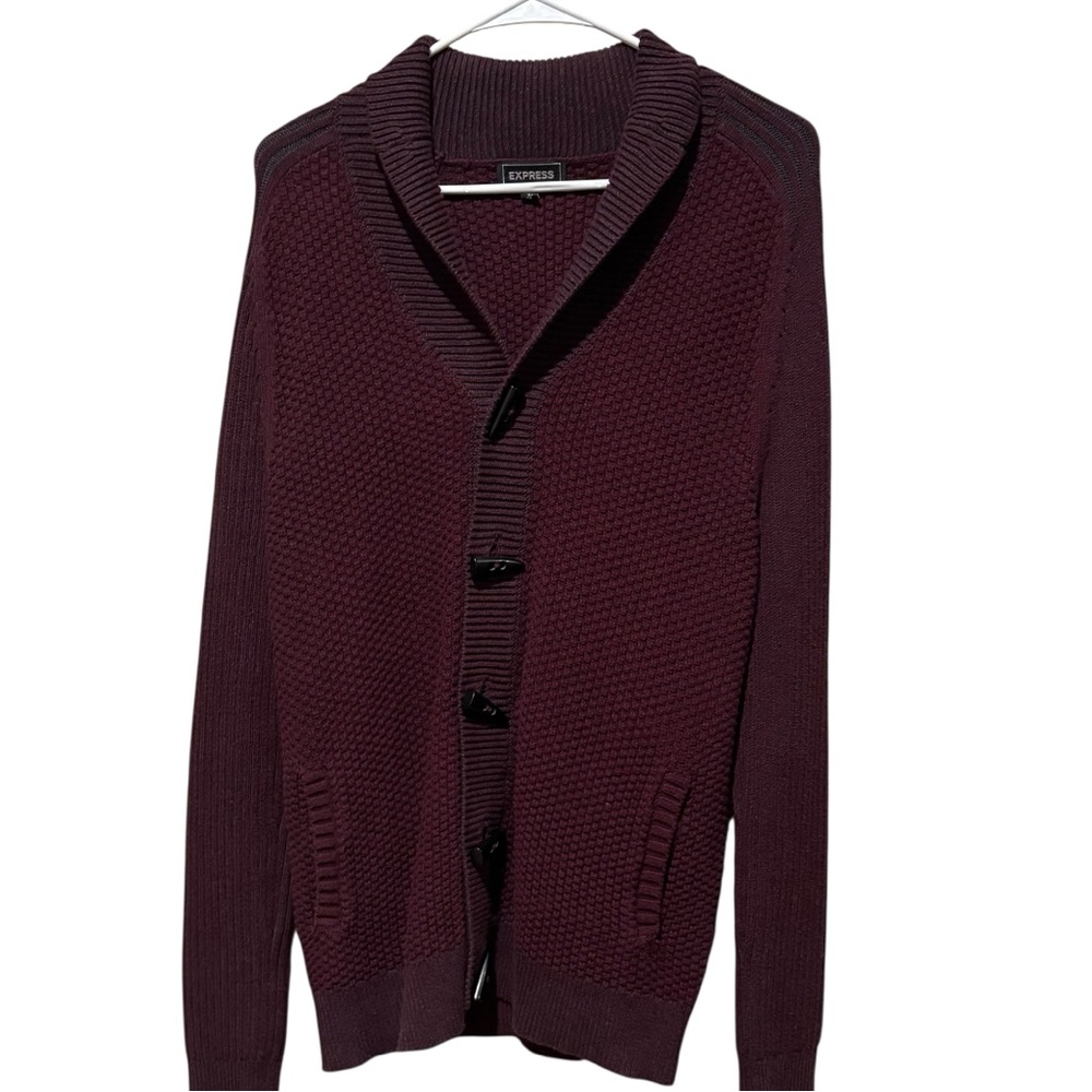 Express Deep Burgundy seal collar knit men's sweater M